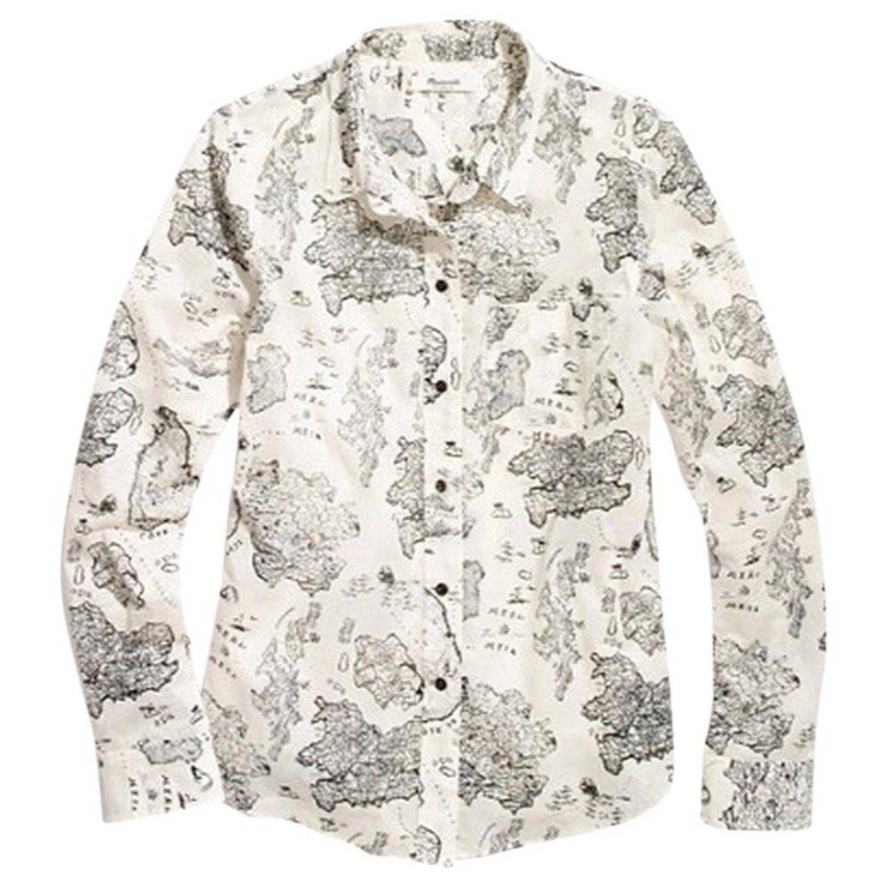 Madewell Map Print Button Down XS